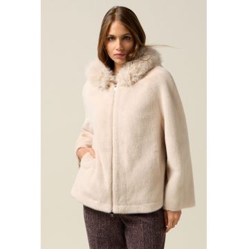 OLTRE - Jacheta din blana sintetica cu gluga