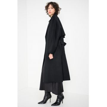 Palton din amestec de lana cu cordon Hero