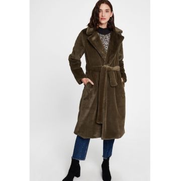 Palton lung din plus cu model petrecut