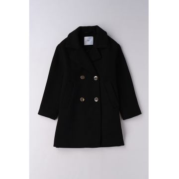 Palton regular fit cu nasturi - Negru