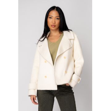 Palton scurt din mix din Lana 18607 - Bej