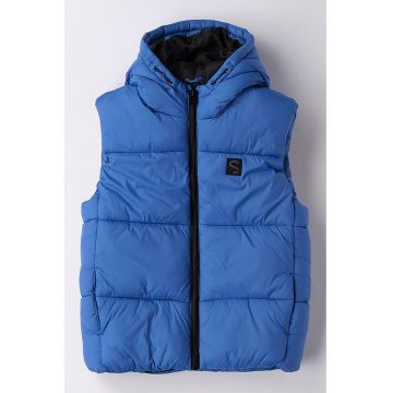 Vesta matlasata cu fermoar - Albastru deschis