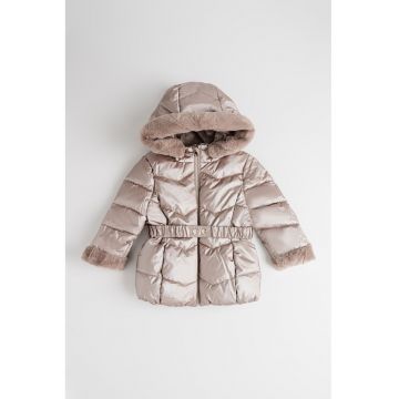 Geaca cu garnituri de blana sintetica si gluga