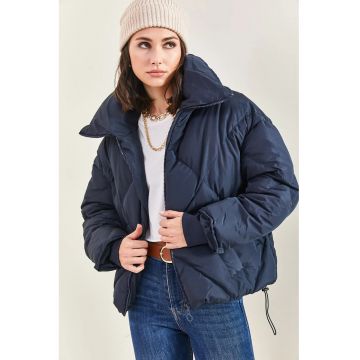 Geaca dama -  oversized - albastru marin - textil