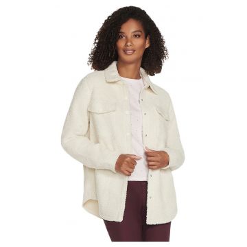 Geaca femei  Sherpa Shacket - Alb