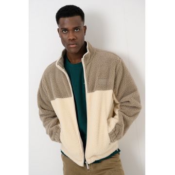 Jacheta din material teddy cu fermoar