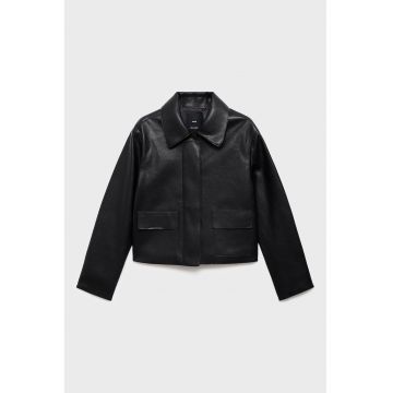 Jacheta din piele ecologica cu guler ascutit