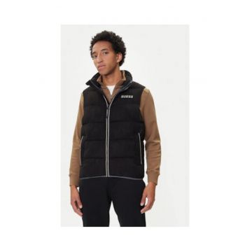 Jacheta din poliester cu model colorblock si fermoar