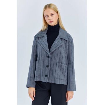 Jacheta supradimensionata cu dungi -  gri - textil