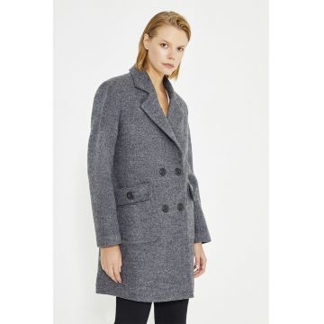 Paltom din amestec de lana cu doua randuri de nasturi