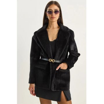 Palton  catifea - neagra - pentru femei