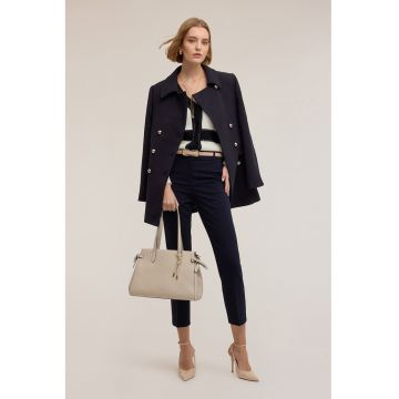 Palton cu design cu doua randuri de nasturi - Albastru ultramarin