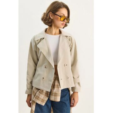 Palton dama -  scurt - relaxat - piatra naturala - textil