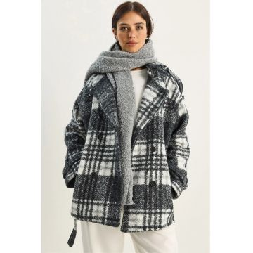 Palton dama -  supradimensionat - gri - textil