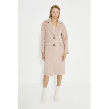 Palton din amestec de lana cu croiala lejera - Bej
