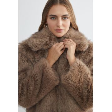 Palton din blana sintetica - Maro nisip