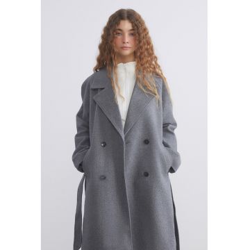 Palton lung cu talie ajustabila