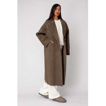 Palton lung din 100% Lana - Dusty Kaki 18431 - Kaki