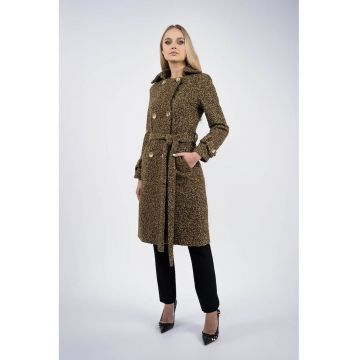 Palton lung din amestec de lana - Verde