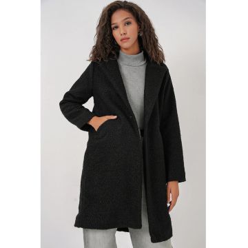 Palton lung - HiCCUP - Textil - Negru