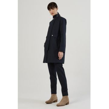 Trenci din amestec de bumbac cu fermoar - Albastru ultramarin