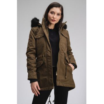 Geaca cu gluga si buzunare multiple Celeste