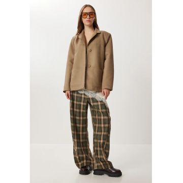 Geaca Happiness Istanbul - Bej - Textil - cu nasturi si buzunare