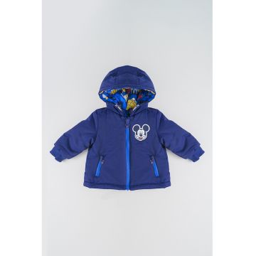 Geaca reversibila cu gluga si imprimeu