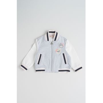 Jacheta bomber cu fermoar si terminatii contrastante