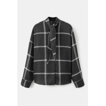 Jacheta-camasa lejera in carouri - Negru stins/Alb murdar