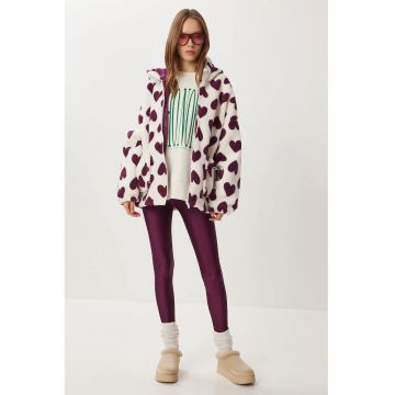 Jacheta dama - Happiness Istanbul - supradimensionata - mov/alb - textil