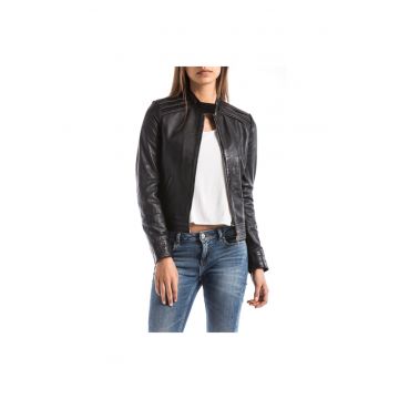 Jacheta din piele ecologica  Iriri - Cu fermoar - Negru