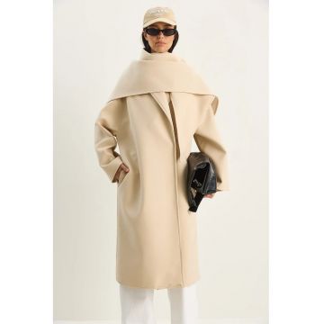 Palton dama - LUCCI - supradimensionat - bej natural - textil