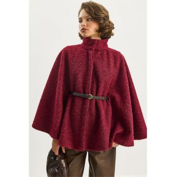 Palton dama - LUCCI - supradimensionat - texturat - rosu - textil