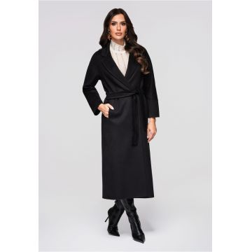 Palton lung elegant  OW-COLC-0109 - Negru