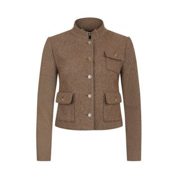 Palton scurt din amestec de lana - cu buzunare aplicate