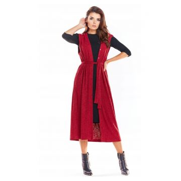 Vesta dama -  lunga - rosu - marime L/XL