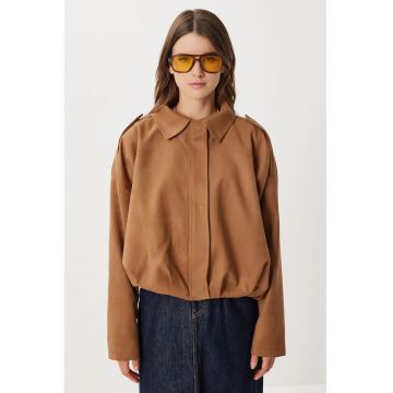 Geaca bomber Happiness Istanbul - textil - maro - cu fermoar