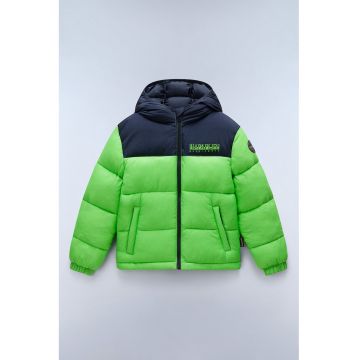 Geaca cu logo si gluga Hornelen - Verde/Bleumarin