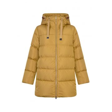 Geaca cu umplutura de puf si gluga - Galben inchis