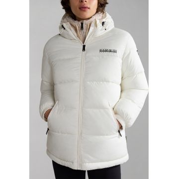 Geaca cu vatelina si gluga Box - Alb