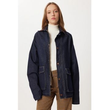 Geaca din denim - Happiness Istanbul - cu fermoar - textil/bumbac - bleumarin