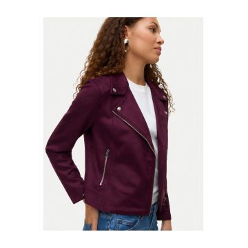 Geaca din imitatie de piele pentru femei  violet -