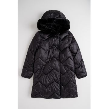 Geaca lunga cu gluga - Negru