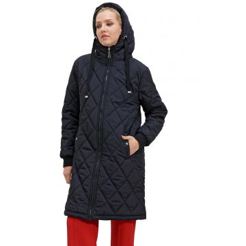 Geaca lunga dama -  Poliester - Bleumarin
