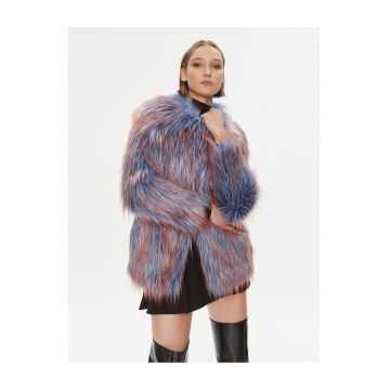 Haina blana dama  blana artificiala - albastru -