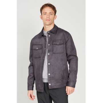 Jacheta-camasa cu buzunare laterale - Mov inchis