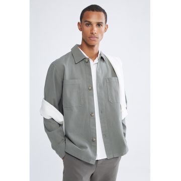 Jacheta-camasa de bumbac cu nasturi - Gri