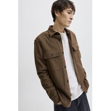 Jacheta-camasa de bumbac organic - Maro inchis