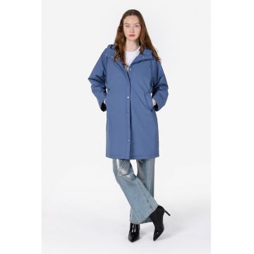 Jacheta cu capse si gluga - Albastru